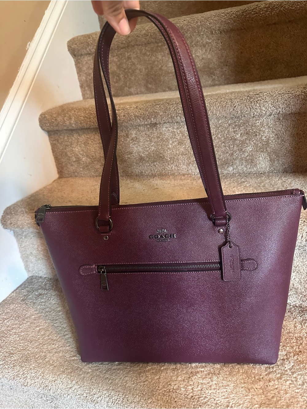 Coach Leather Tote in Deep Burgundy